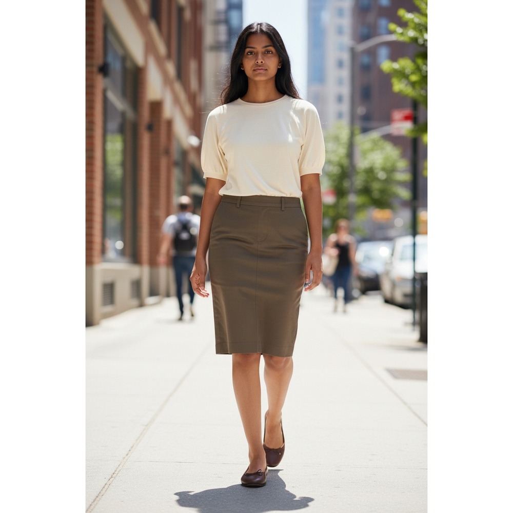 GAP Stretch Cotton‎ Blend Pencil Skirt Brown Size 4 Office Workwear